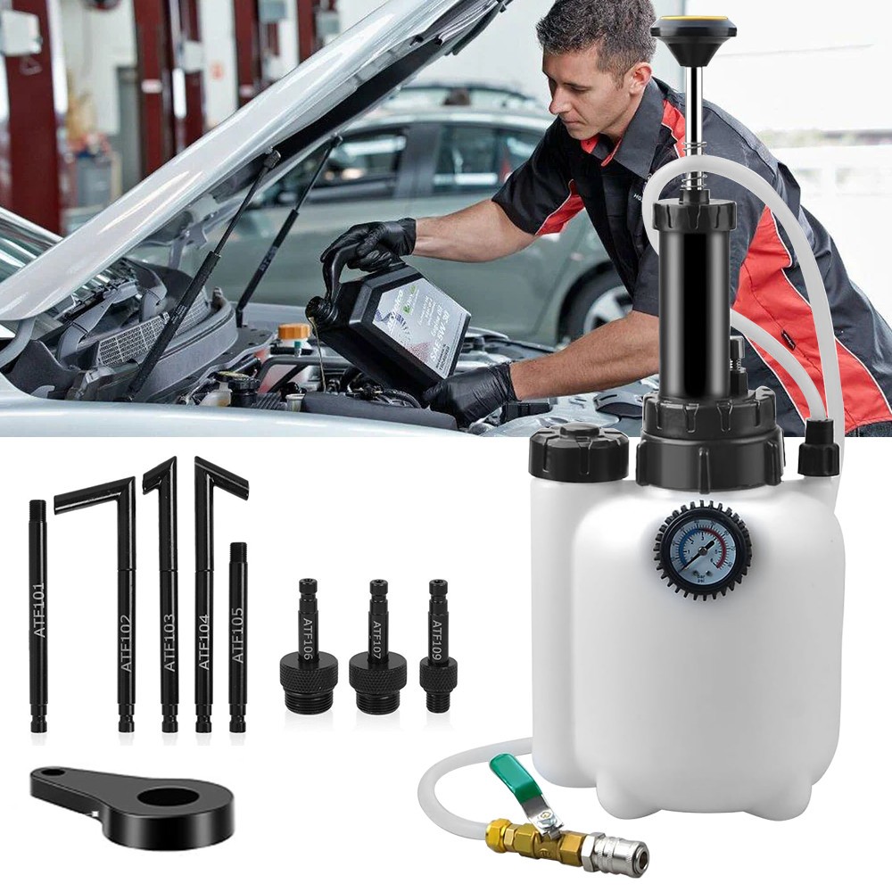 3L Transmission Oil Filling System Fluid Pump Manual Tool With 8pc ATF Adaptors