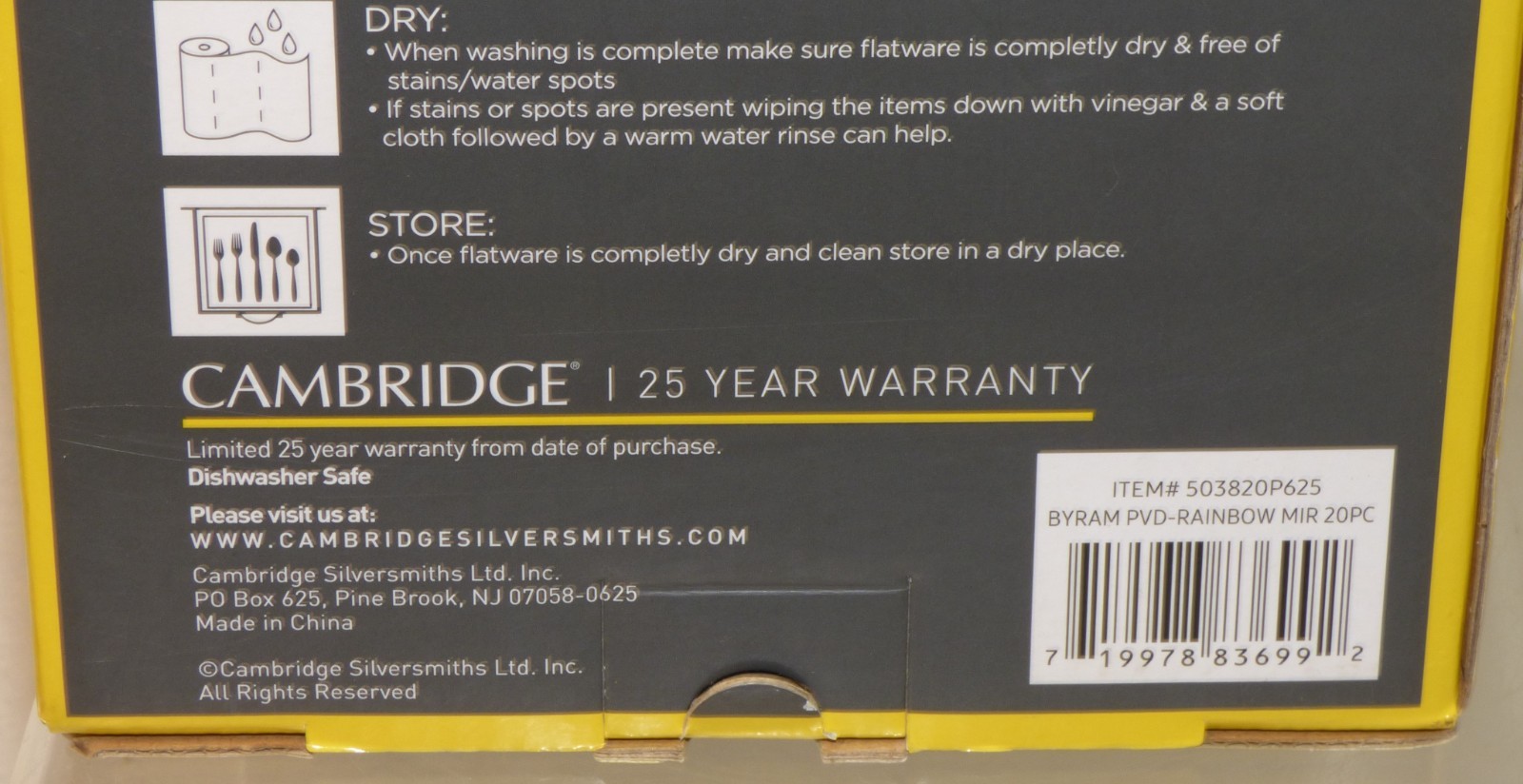 NEW Cambridge BYRAM 20 Pc RAINBOW Color TITANIUM Plating FLATWARE Set Serving 4