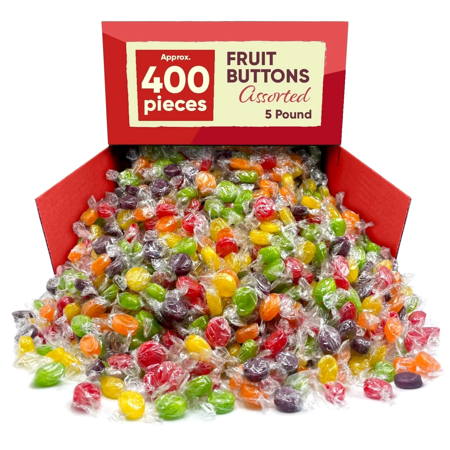 Assorted Fruit Flavored Buttons Discs, Bulk Nostalgia Hard Candy (5 Pounds) Sale