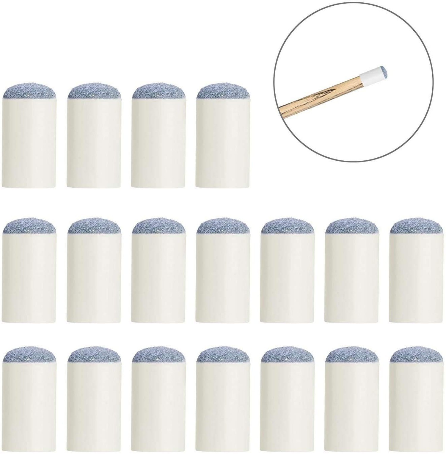 BLUECELL 20pcs Replacements Slip-On Pool Billiard Cue Tips,13mm