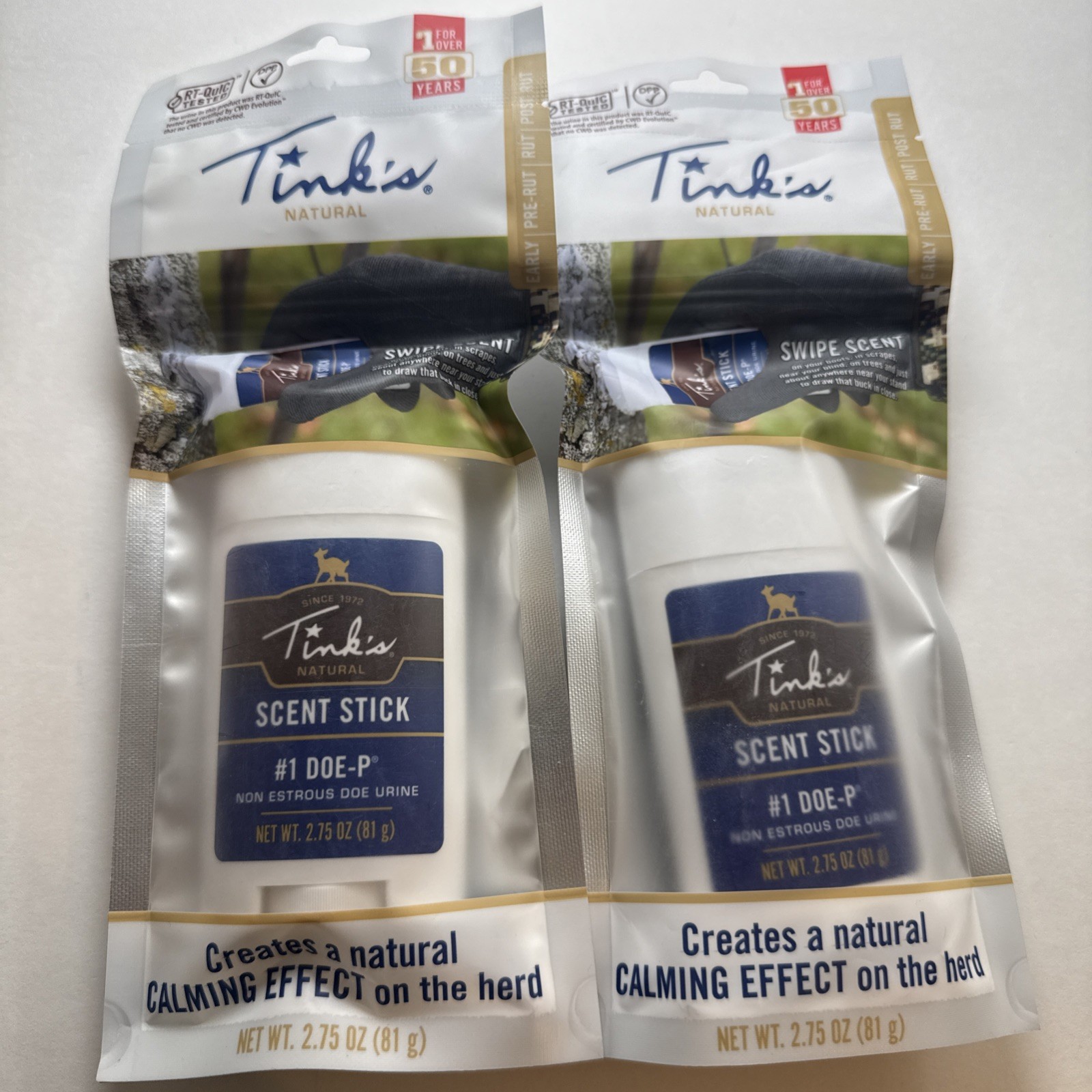 Lot of 2 Tinks Natural Scent Sticks #1 Doe P Calming Effect 2.75 oz NEW