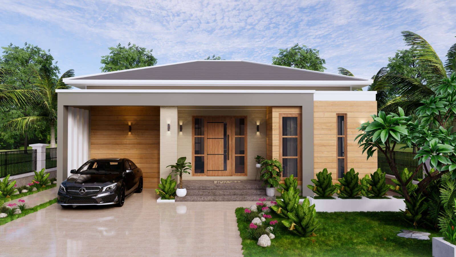 Modern House Plan 11x11 Meter 36x36 Feet 3 Beds PDF Plan 3d 006