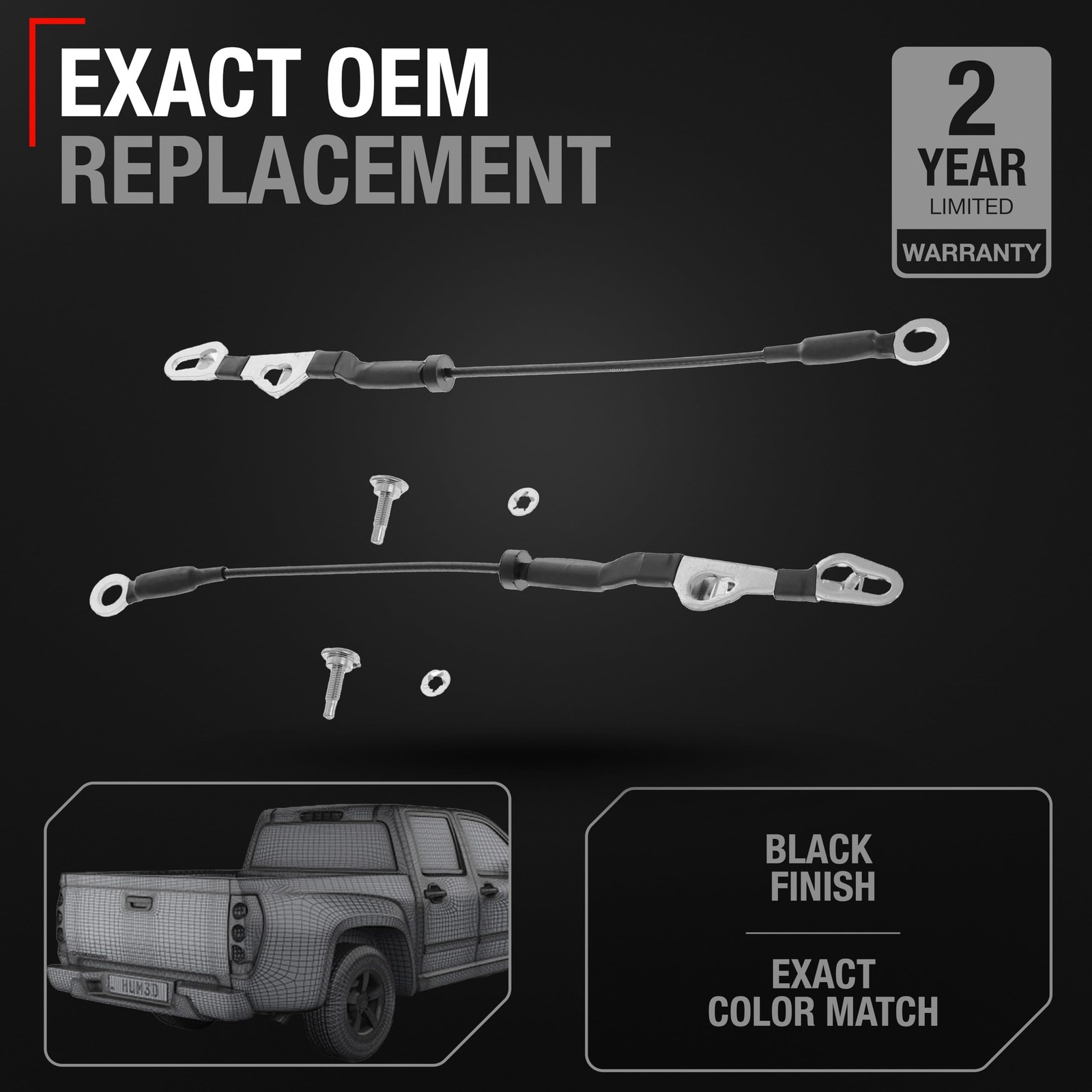 T1A Tailgate Cable Replacement Set, Rear Left & Right Side - Compatible with ...