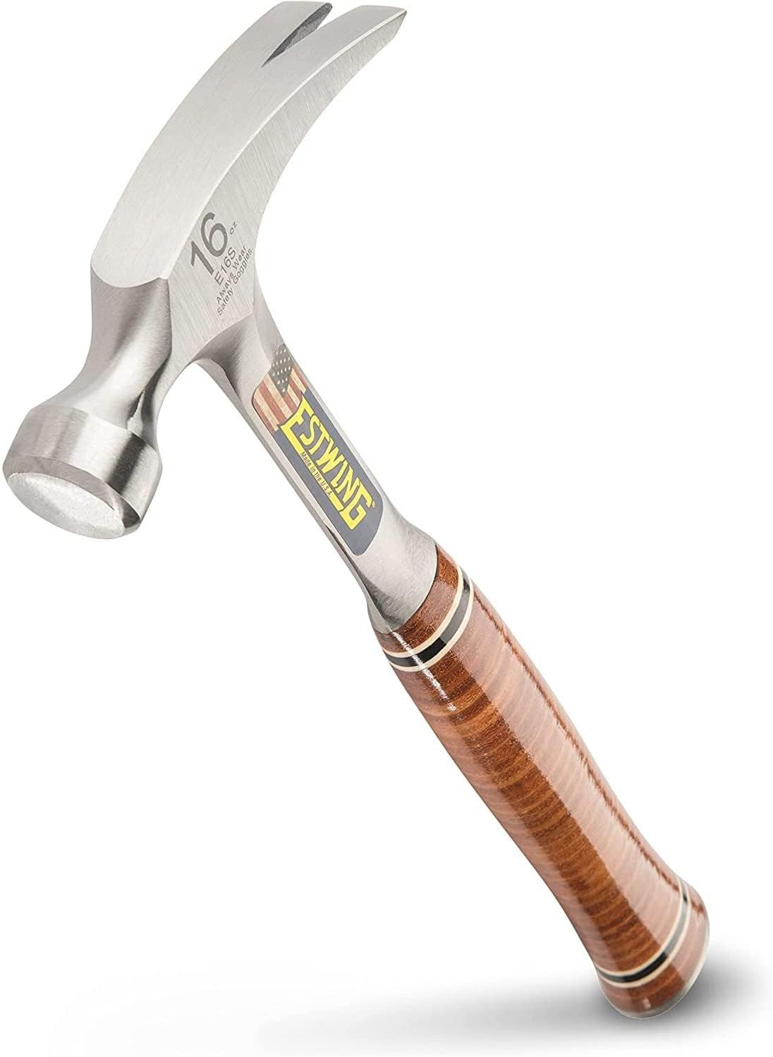 Hammer - 16 Oz Straight Rip Claw with Smooth Face & Genuine Leather Grip - E16S
