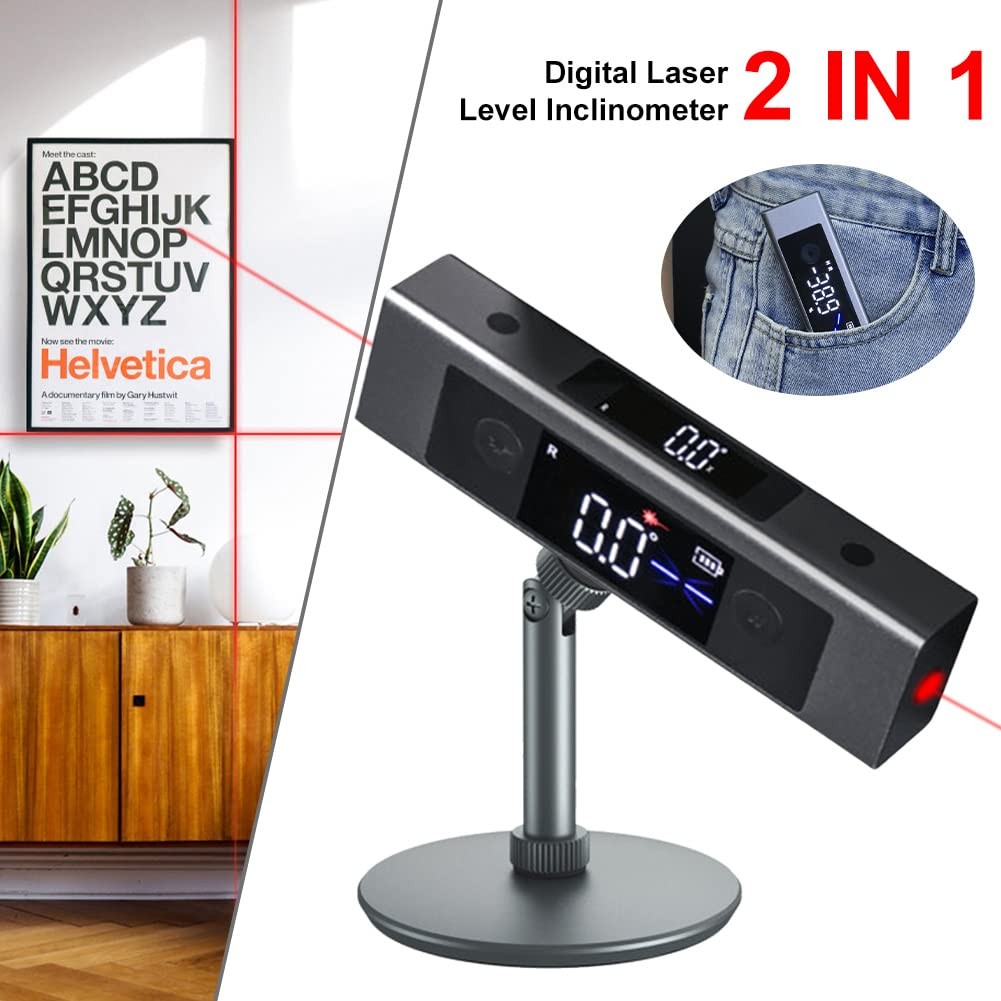 Protractor Digital Inclinometer, Angle Measure L-as-er Ruler, with Bi-directi...