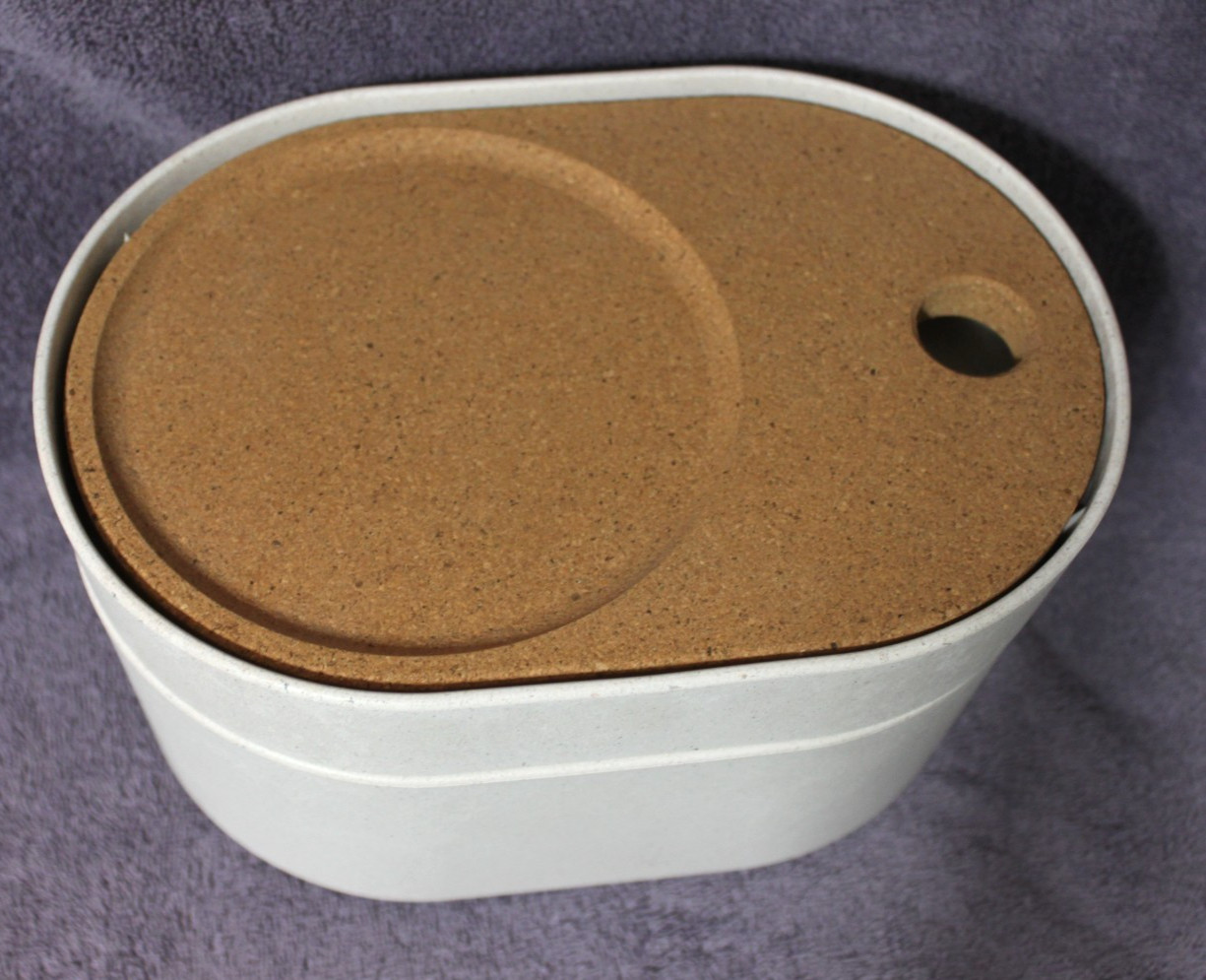 Ikea SAXBORGA Storage box with mirrored lid, Plastic & cork  Make up