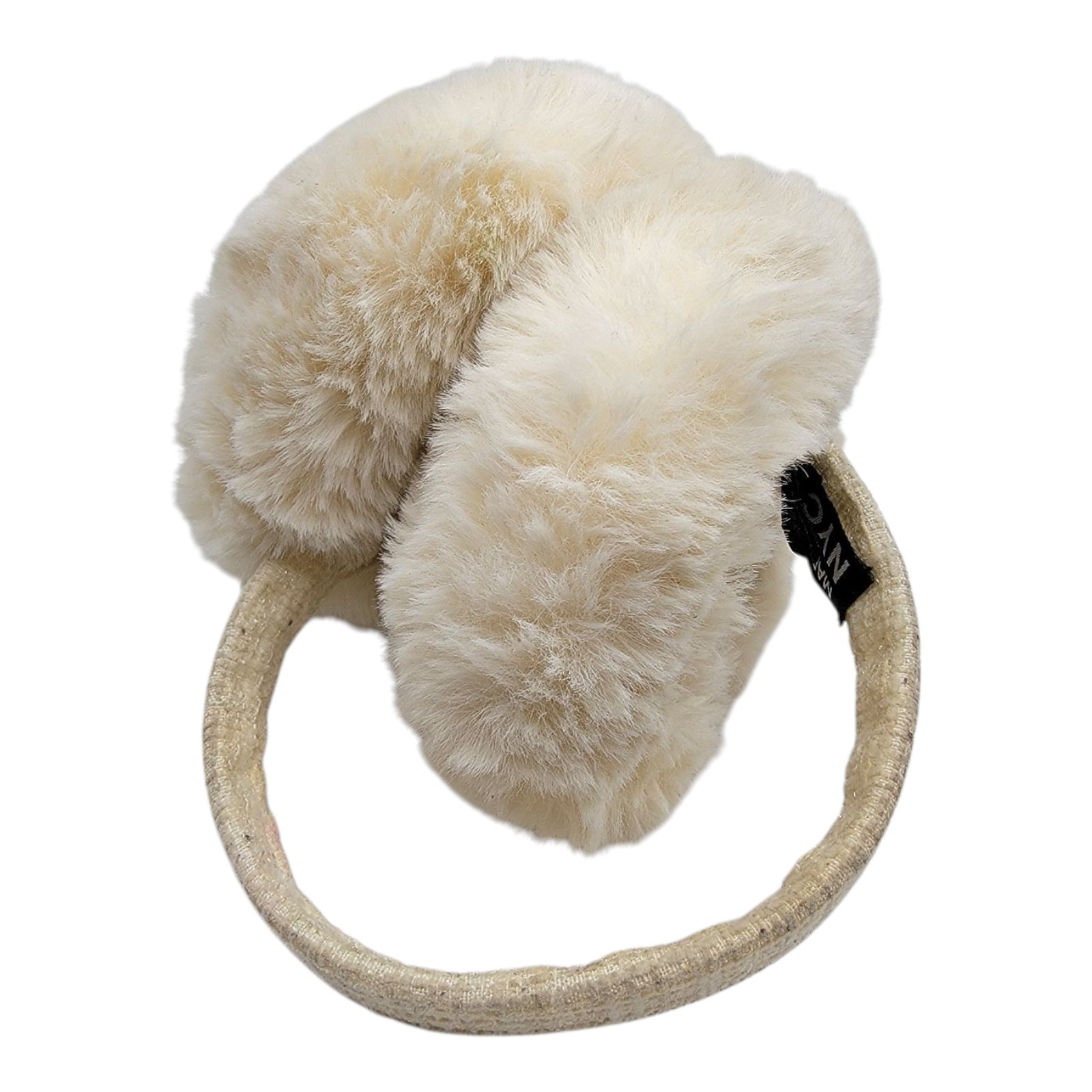 Steve Madden White Ear Muffs Fashion Designer Earmuffs Faux Fur Shag Foldable