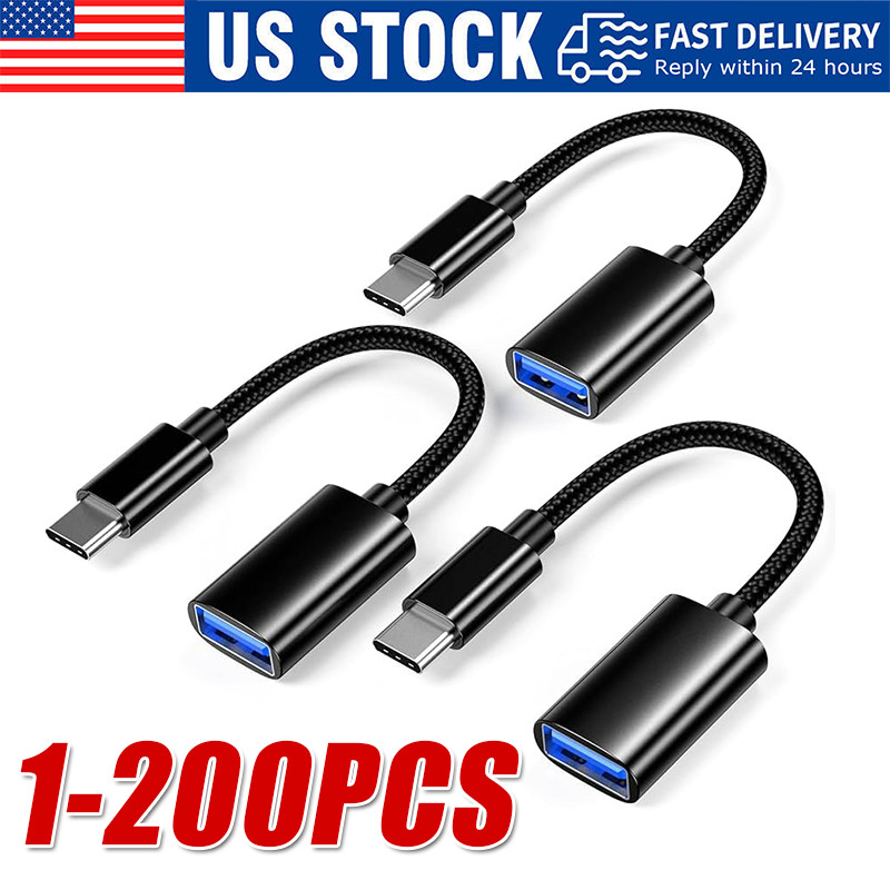 USB-C Type C Male to USB 3.0 Type A Female OTG Adapter Converter Cable Cord lot