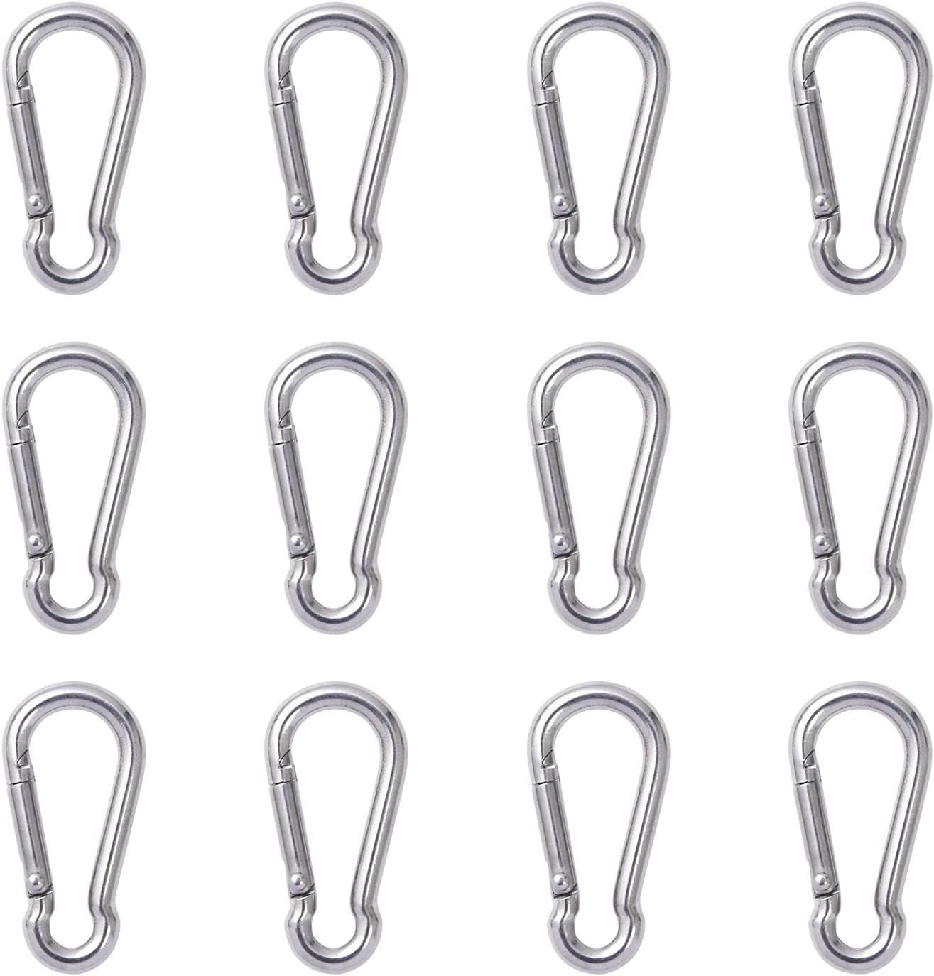 12 Pcs Small Carabiner Clip - Stainless Steel Spring Snap Hook for Bird Feeders