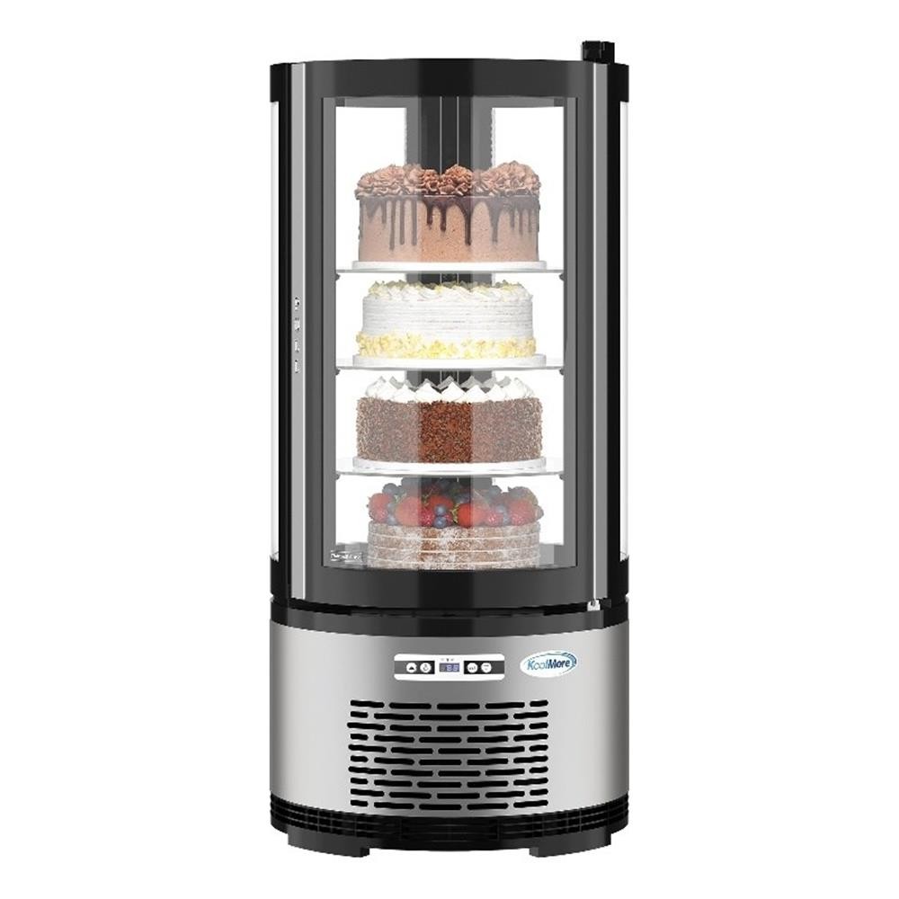 Pemberly Row 19" Circular Refrigerated Countertop Bakery Display Case in Silver