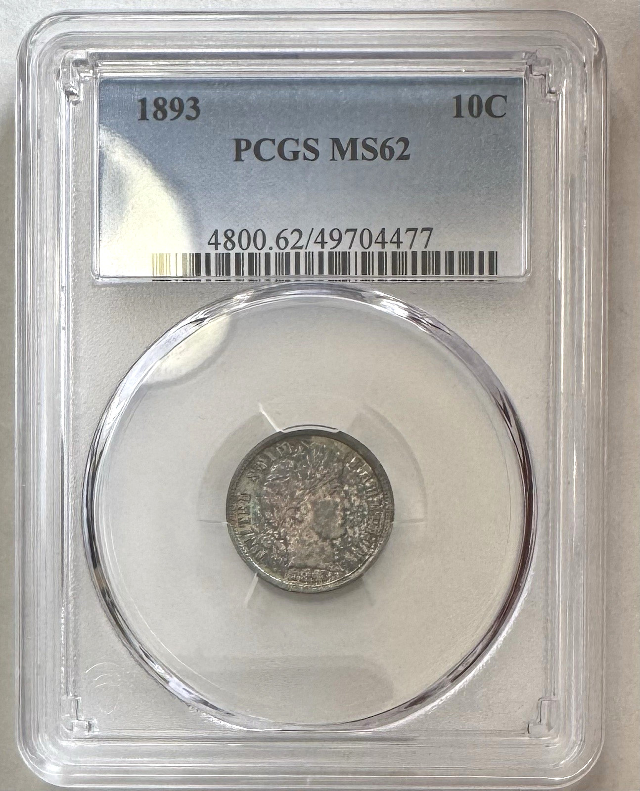 1893 10C Barber Dime  PCGS MS62 - BEAUTIFUL Toning!