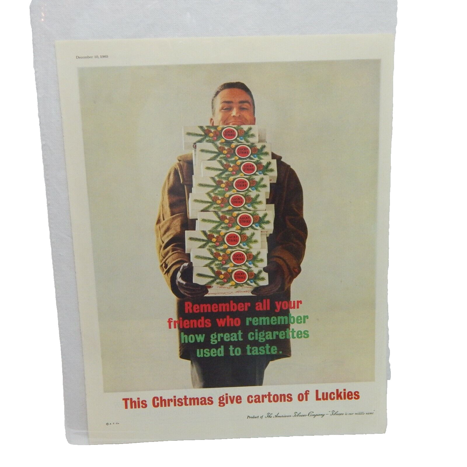 LUCKY STRIKE CIGARETTES THE AMERICAN TOBACCO COMPANY 1960 ADVERTISEMENT