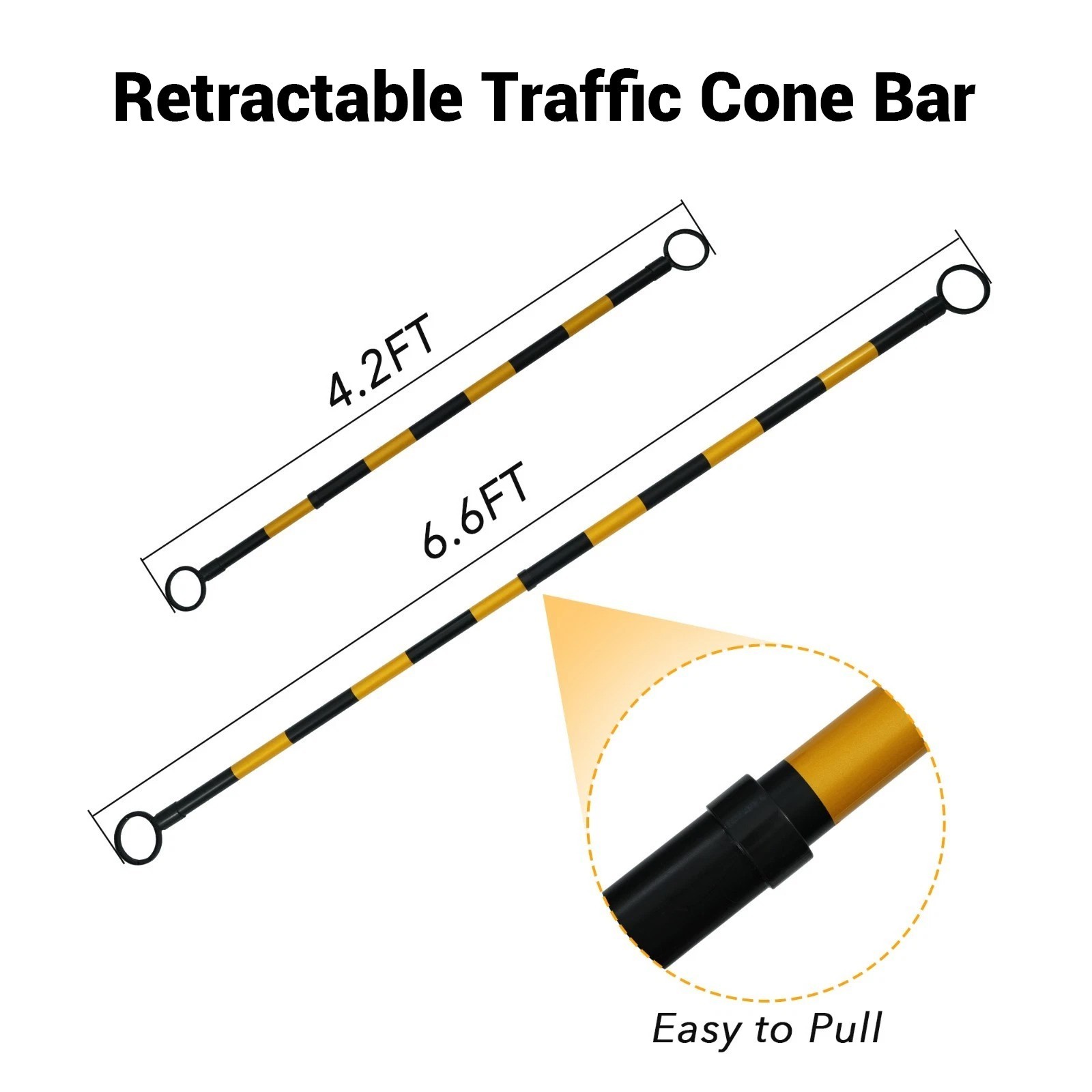 Retractable Traffic Cone Bars 4.2–6.6 FT *25-PK* PVC Safety Barrier Connector