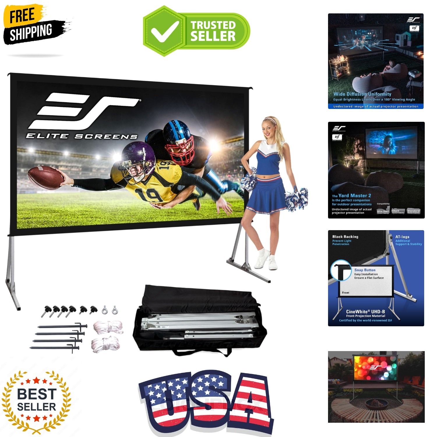 120-INCH Projector Screen|Outdoor Indoor Movie Screens|16:9 Freestanding Port...