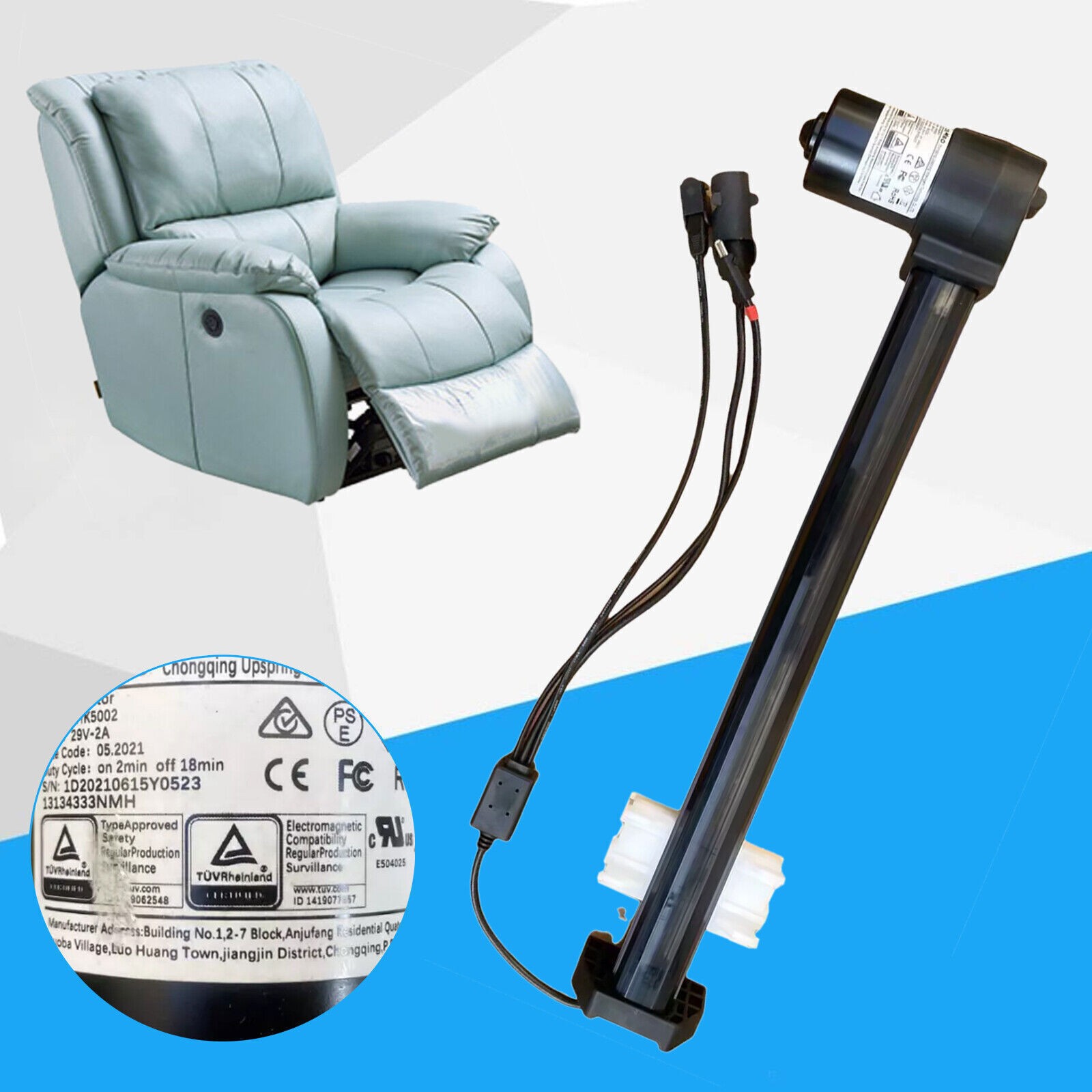 For CERO HK5002(3 plugs) Electric Recliner Chair Motor Actuator Power Ram Mover