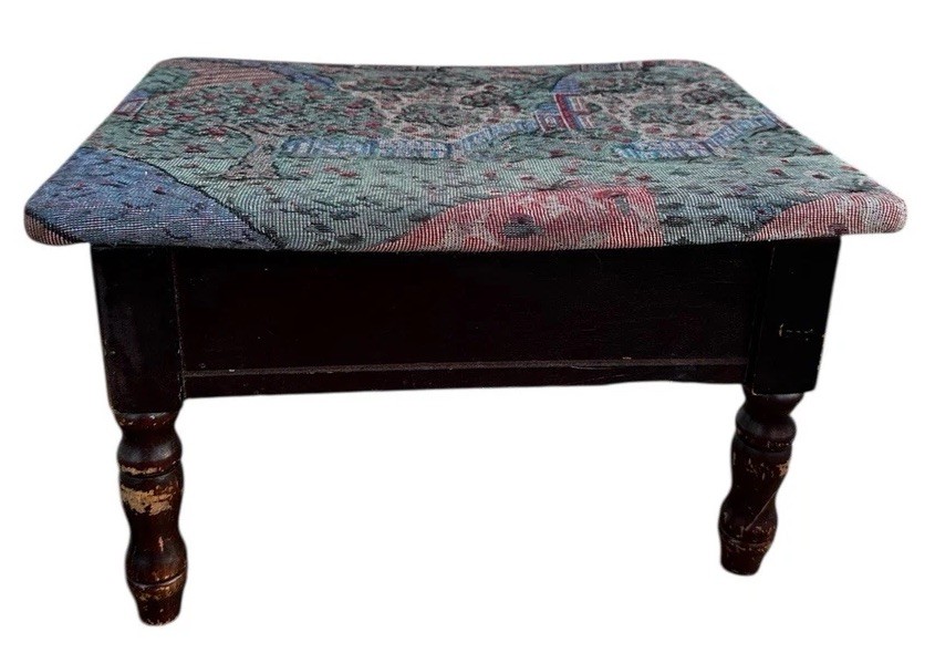 Storage Footstool Tapestry Upholstered Ottoman Cottage Stool Seat