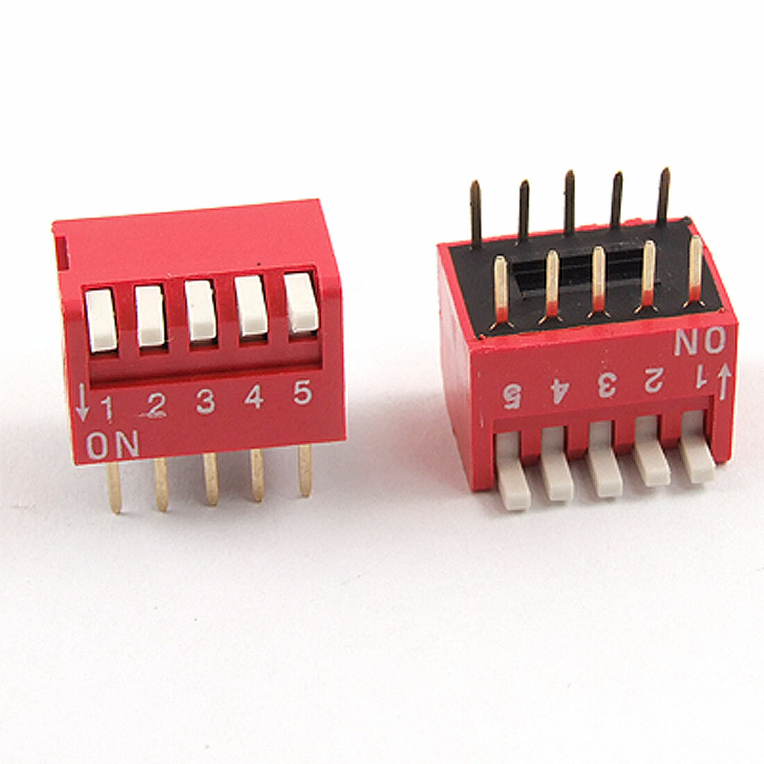 5pcs 2.54mm Pitch 5 Position Slide Type DIP Switch DIP Switch Red-