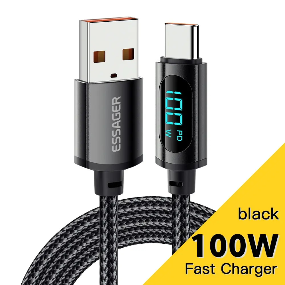Braided USB to Type-C Fast Charging Data SYNC Charger Cable Cord 100W 3FT, 6FT