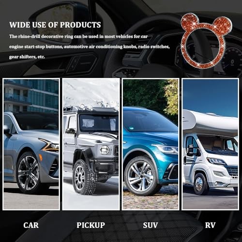 Bling Car Engine Start Button Cover, Push Start Button Cover, Car 2PCS Orange