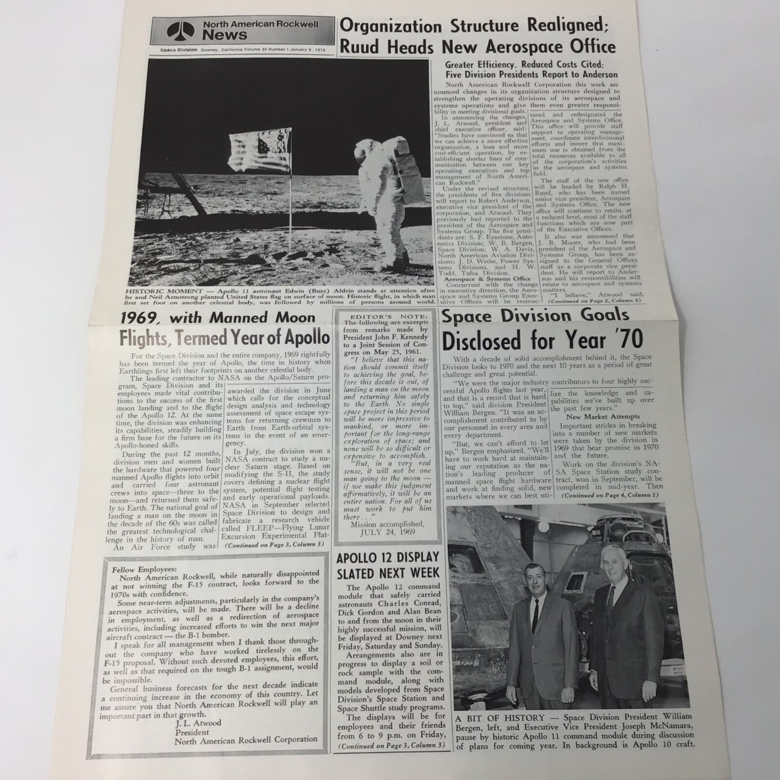 1970, January 9,  NORTH AMERICAN ROCKWELL NEWS volume 30 Number 1