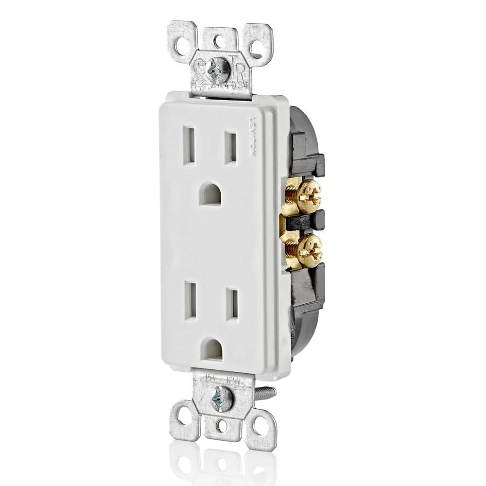 Durable 15 Amp Tamper-Resistant Electrical Outlets - 10 Pack, White Finish