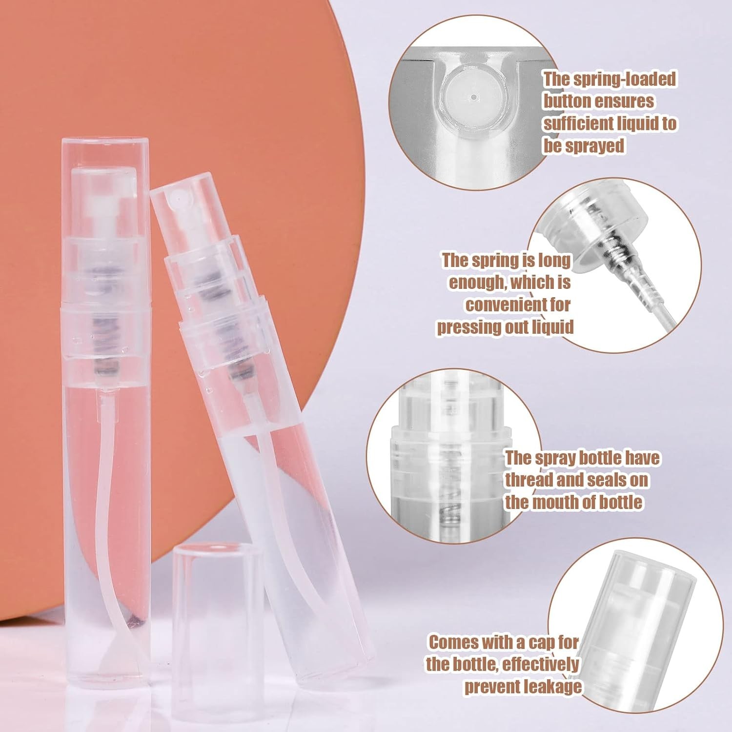 60PCS 5ml Mini Clear Plastic Spray Bottles Refillable Perfume Atomizers