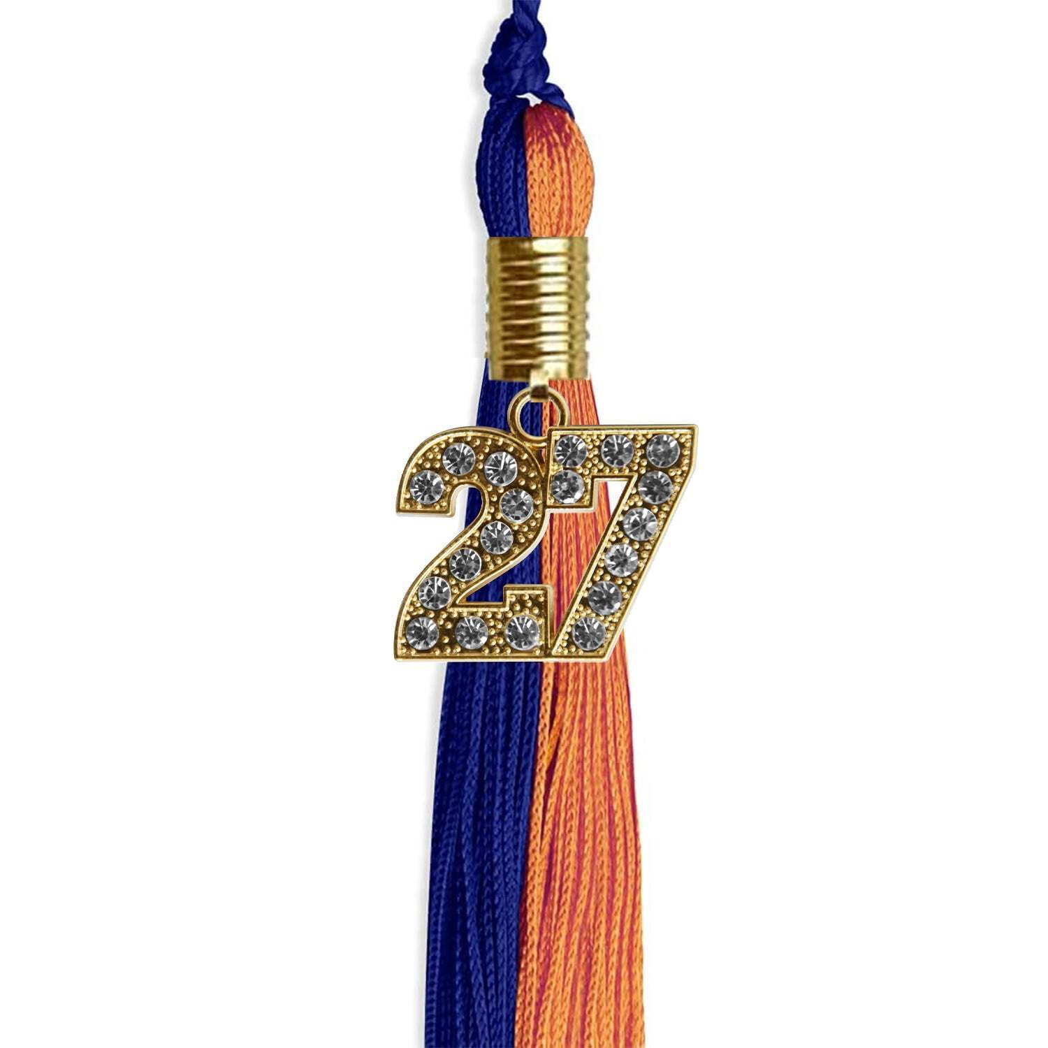 Endea Graduation Royal Blue/Orange Tassel With Gold Date Drop