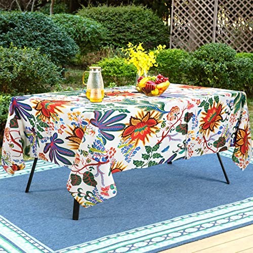 Outdoor Tablecloth with Umbrella Hole for 84" x 60" (Rectangular) Red-green