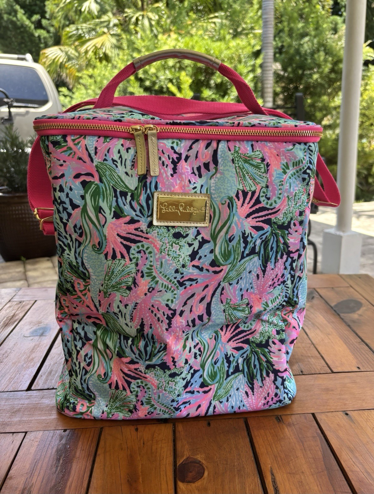 Lilly Pulitzer Soft Sided Insulated Cooler Bag, Seaing Things, Navy, Blue, Pink