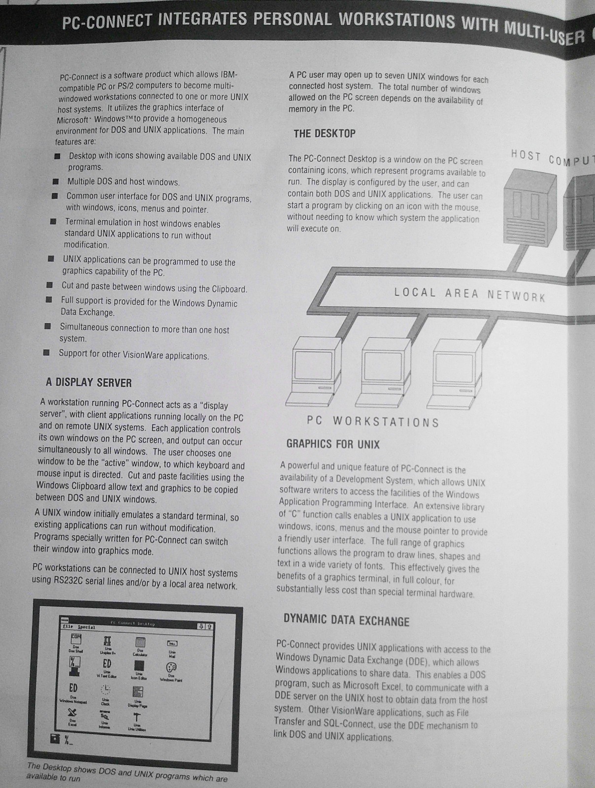 PC-Connect brochure [1988]. The Microsoft Windows interface to UNIX systems