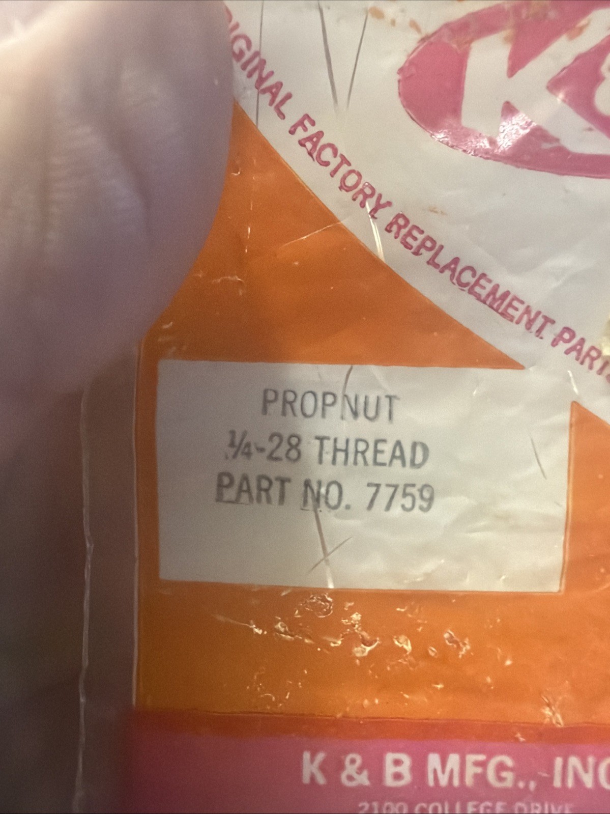 K&B Prop Nut 1/4 28 Thread Part Number 7759