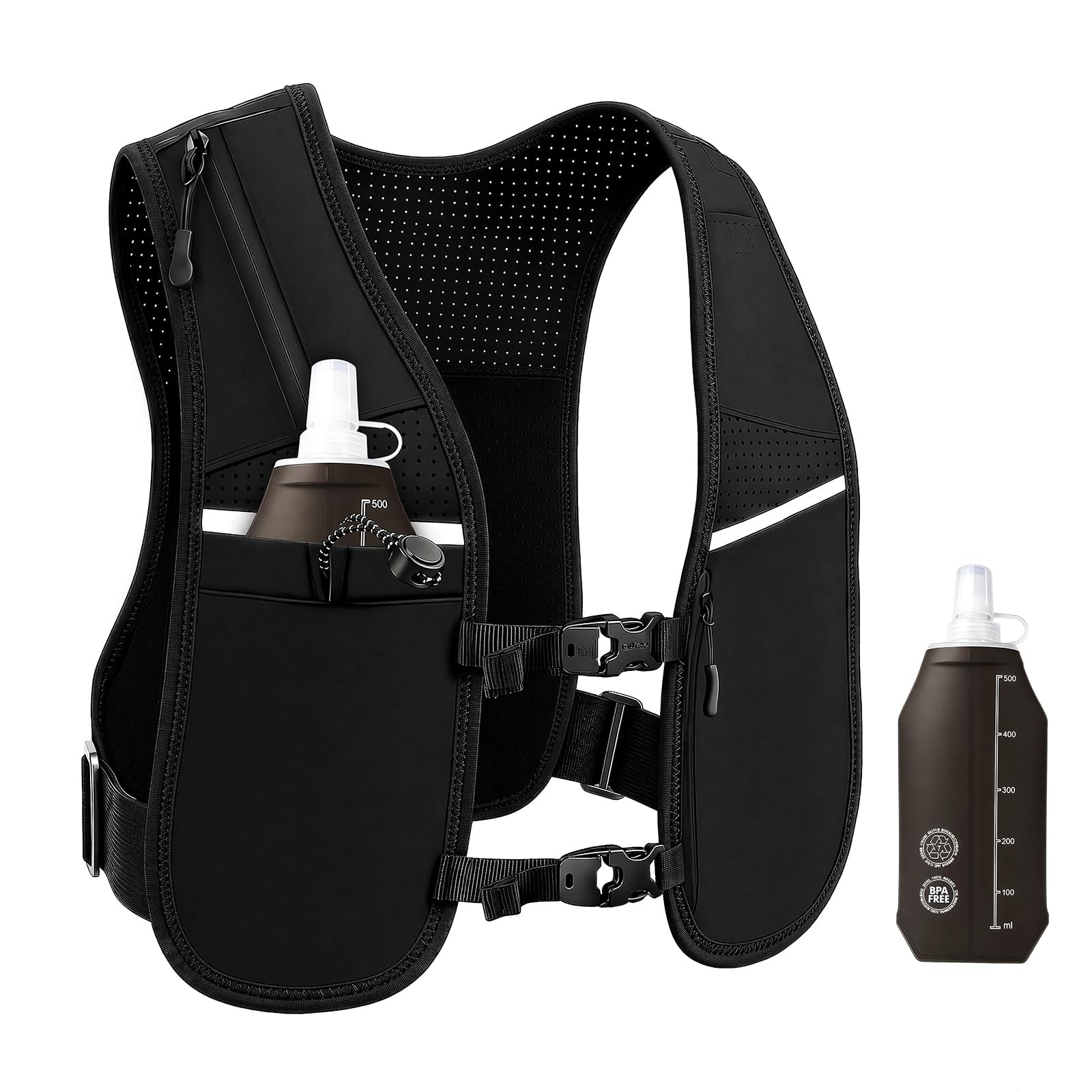 Running Vest for Men, Adjustable Chest Straps Running Hydration Vest for Mara...