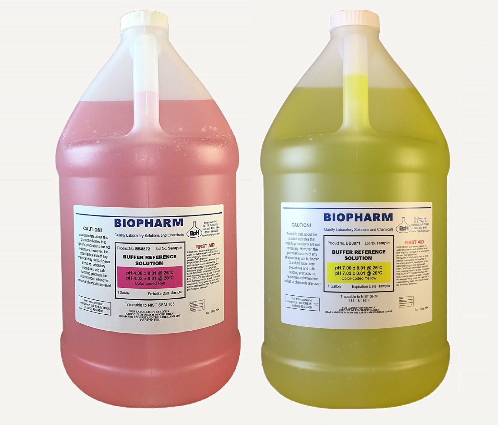 Biopharm pH Calibration Solution 2-Pack 1 Gallon Each pH 4 and pH 7 NIST Traceab