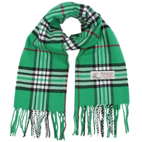 TZ Promise Tartan Plaid Cashmere Feel Classic Soft Luxurious Winter Scarf Green