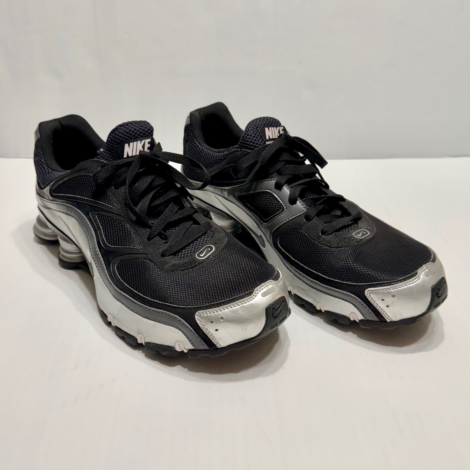 Nike Shox Turbo 9 Black Metallic Silver Mens Running Shoes 366410-007 Size 13
