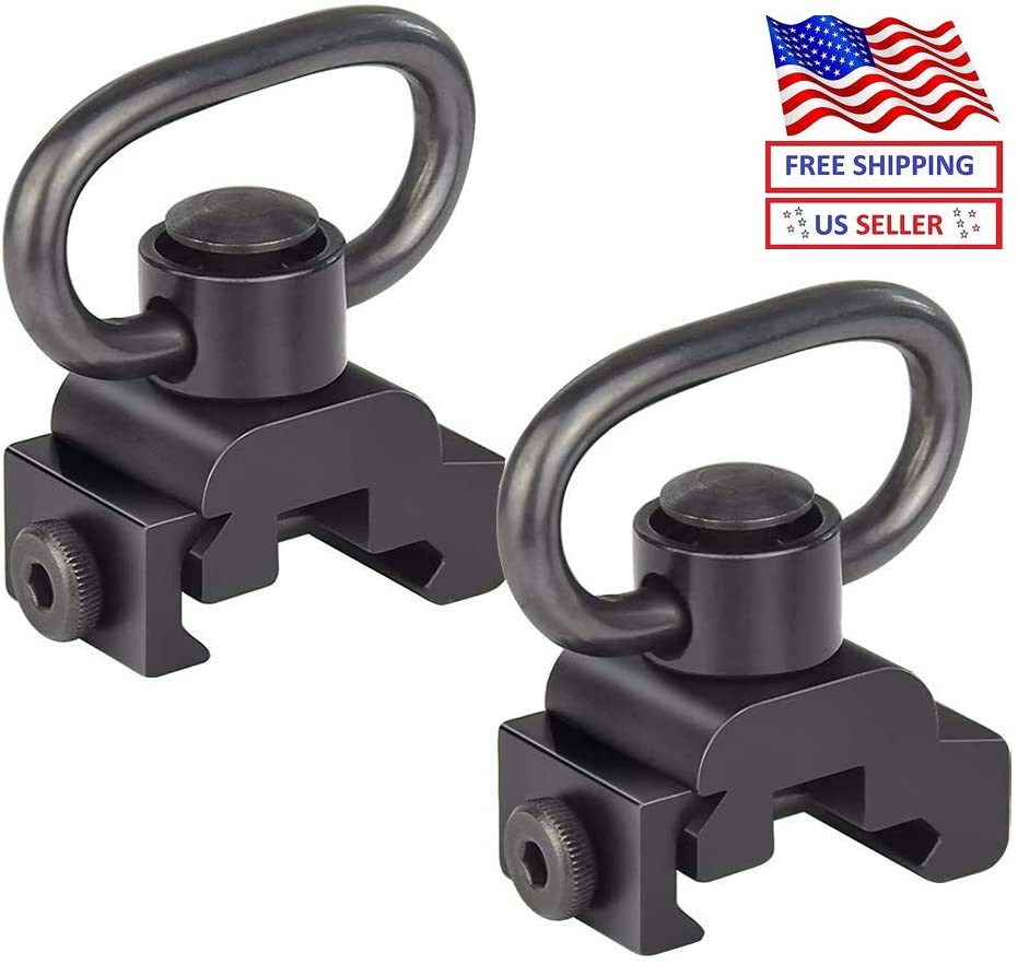 2PC Push Button QD quick release 1.25" sling swivel mount Set for Picatinny Rail