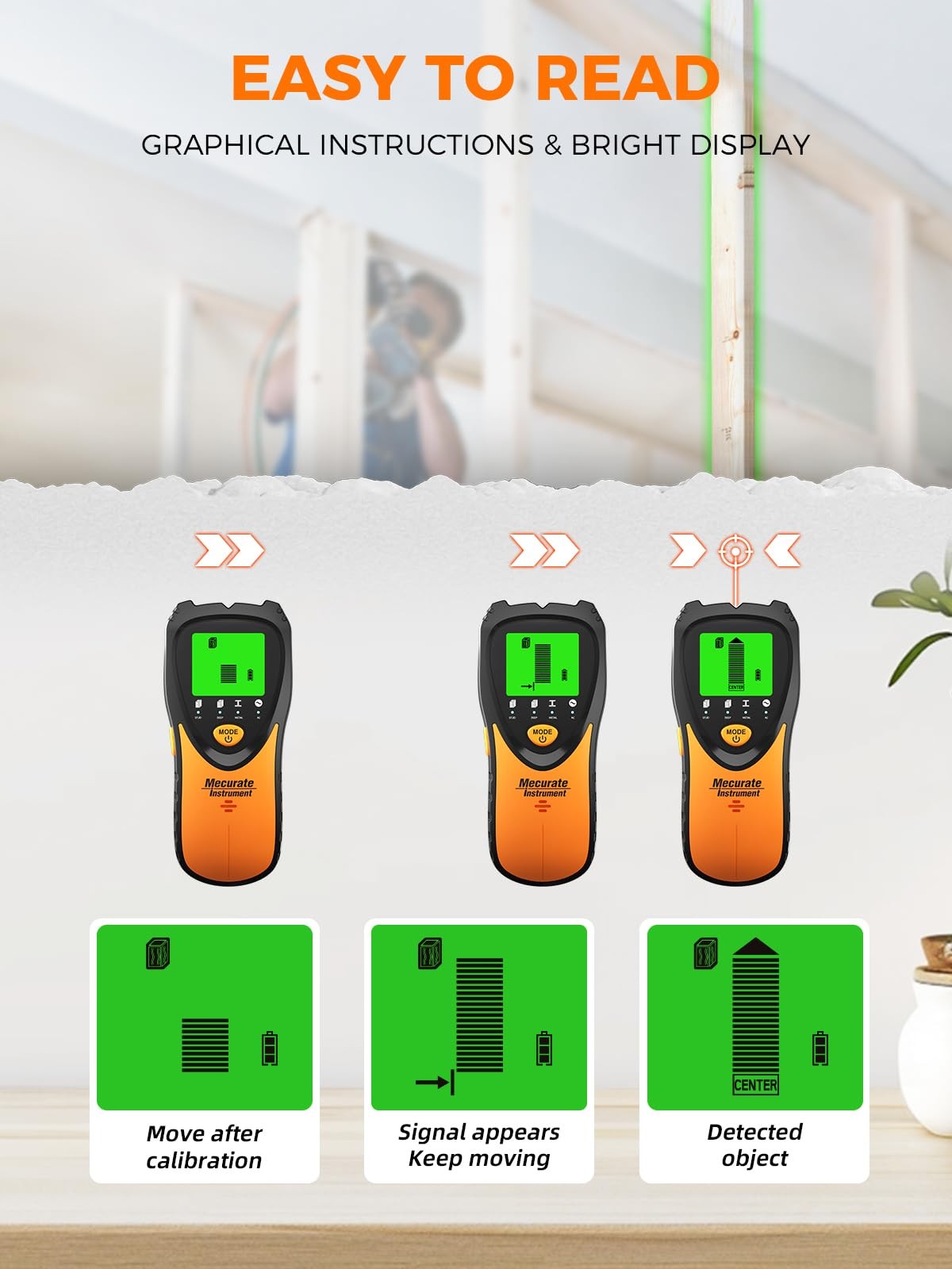 Stud Finder Wall Scanner Sensor - 5 in 1 Electronic Stud with LCD Display & A...