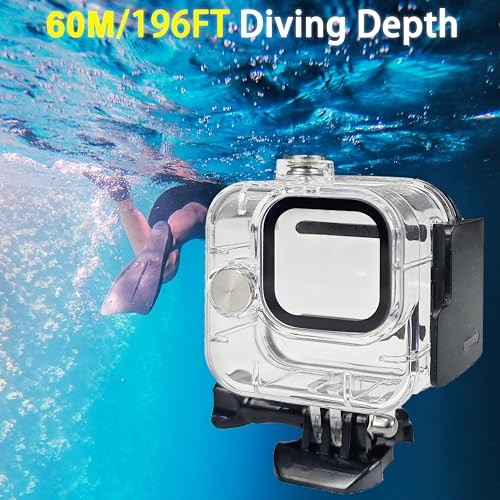 Waterproof Case for Go Pro Hero 11 Balck Mini Action Camera,60M/196FT Diving