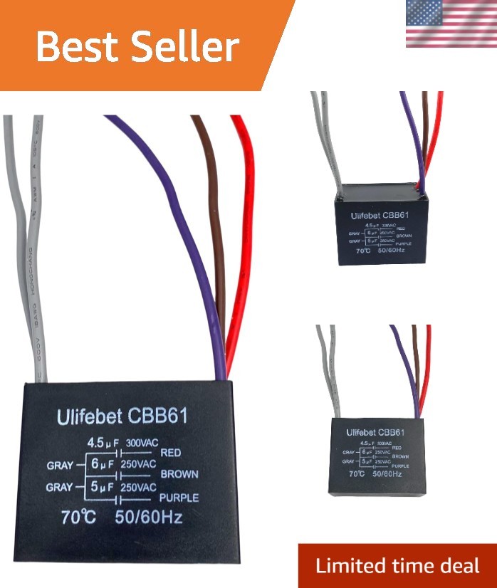 Compact & Efficient Ceiling Fan Capacitor 4.5uf+6uf+5uf - 250V for Home Use