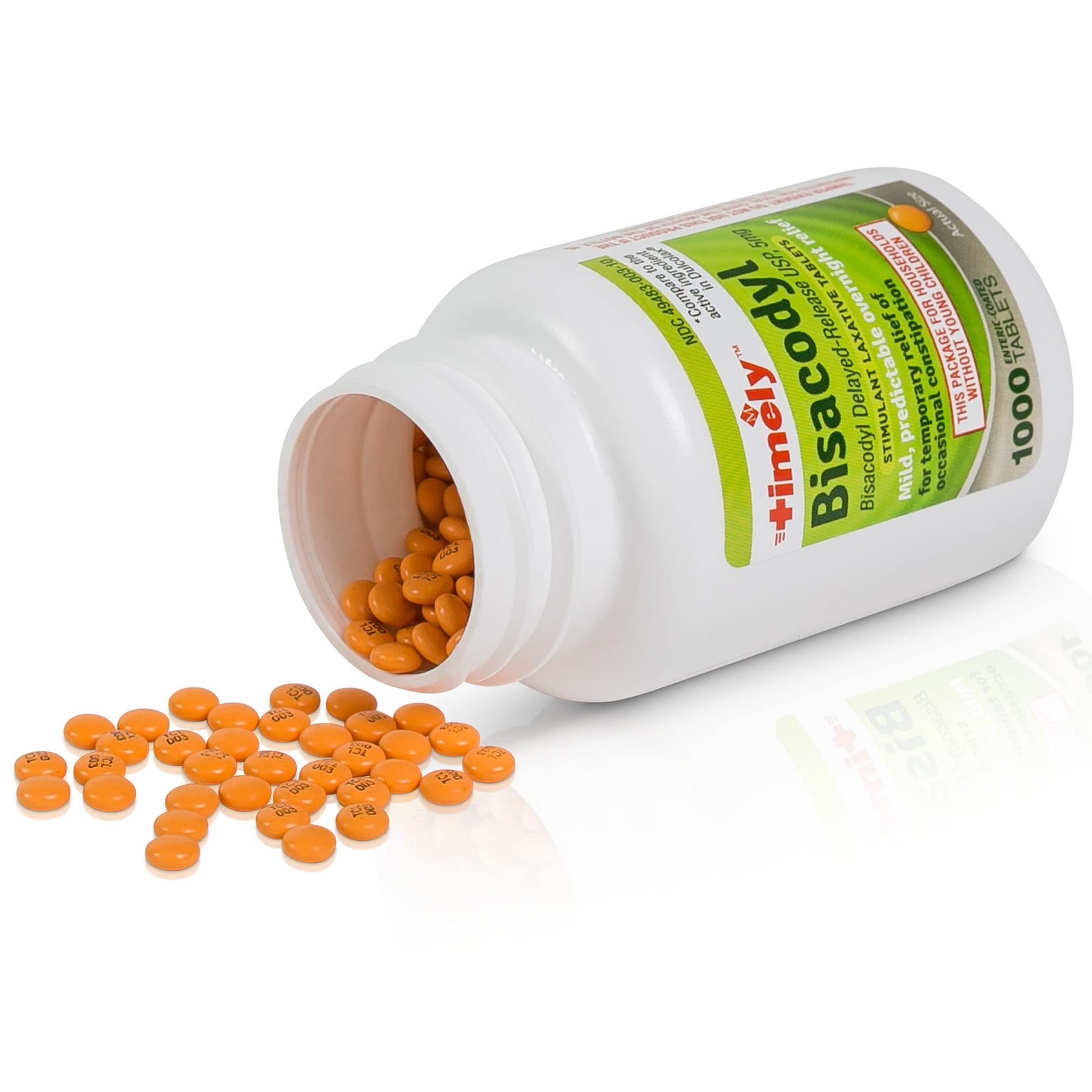 Timely by Time Cap Labs - 1000 Count Bisacodyl Tablets 5mg - Laxatives for