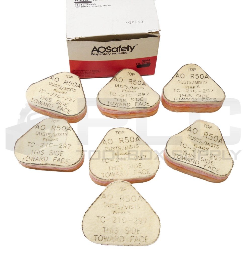 BOX OF 7 NEW AOSAFETY R50A FILTERS FOR RESPIRATOR