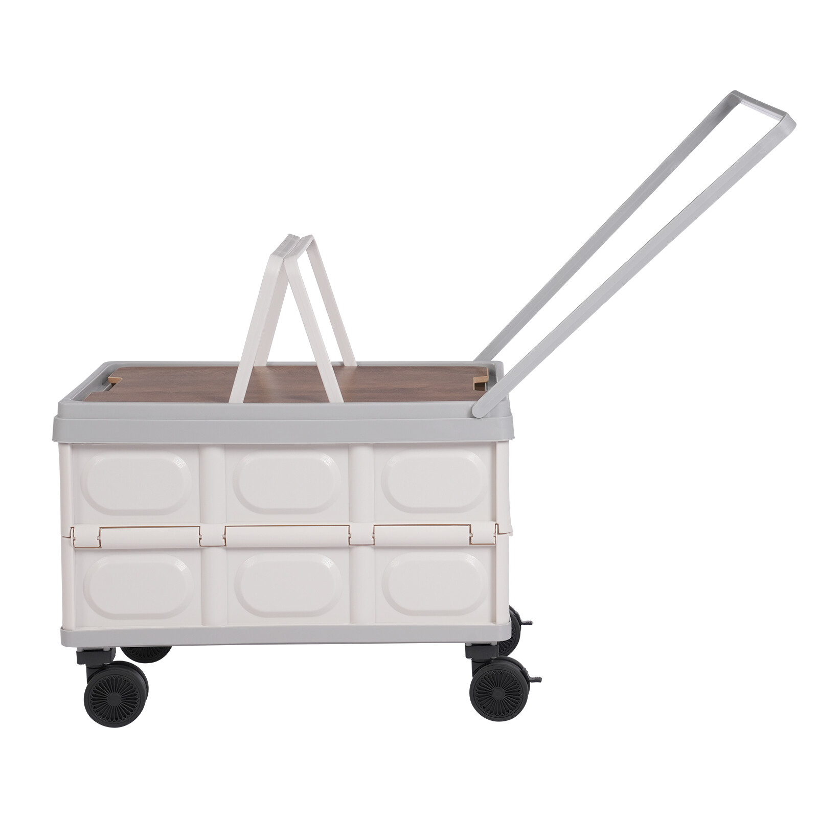 55L Large Capacity Rolling Cart Foldable Organizer Box for Outdoor Store Gray