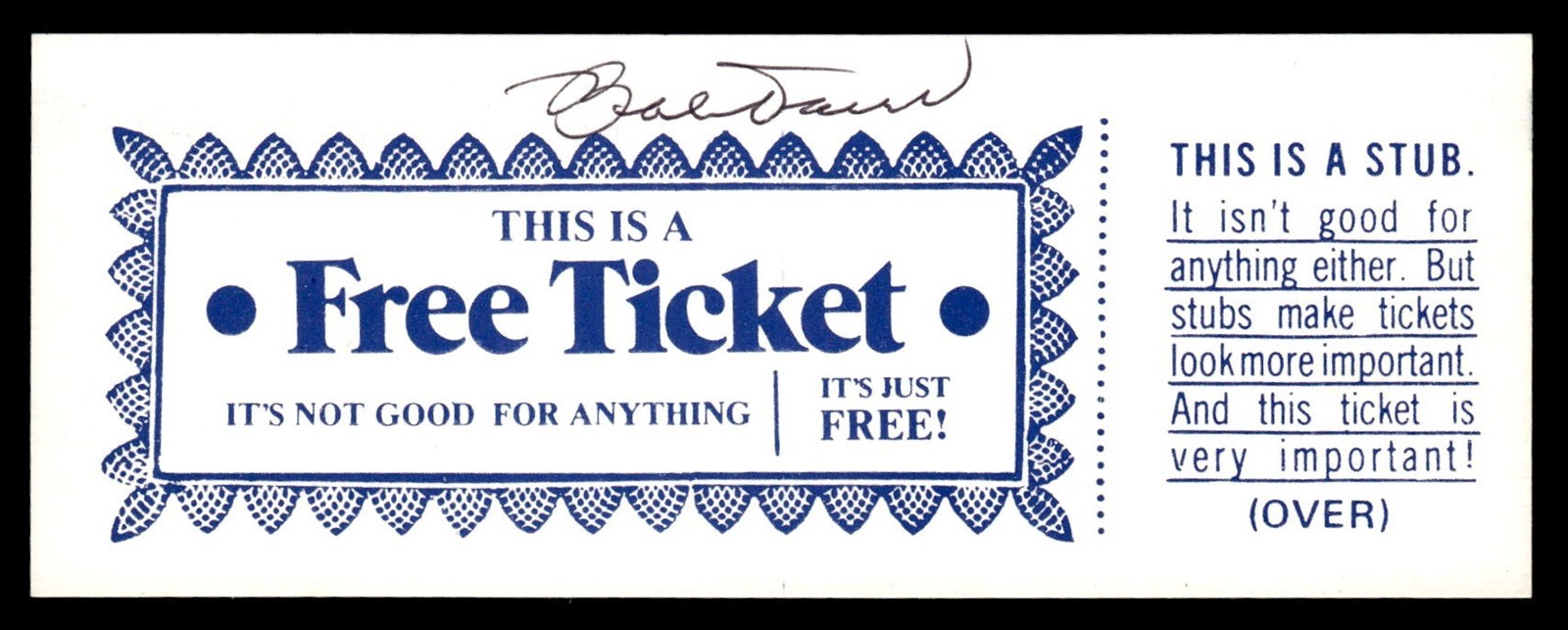 Bobby Bob Doerr Baseball Signed Religious Free Ticket Auto *X3192