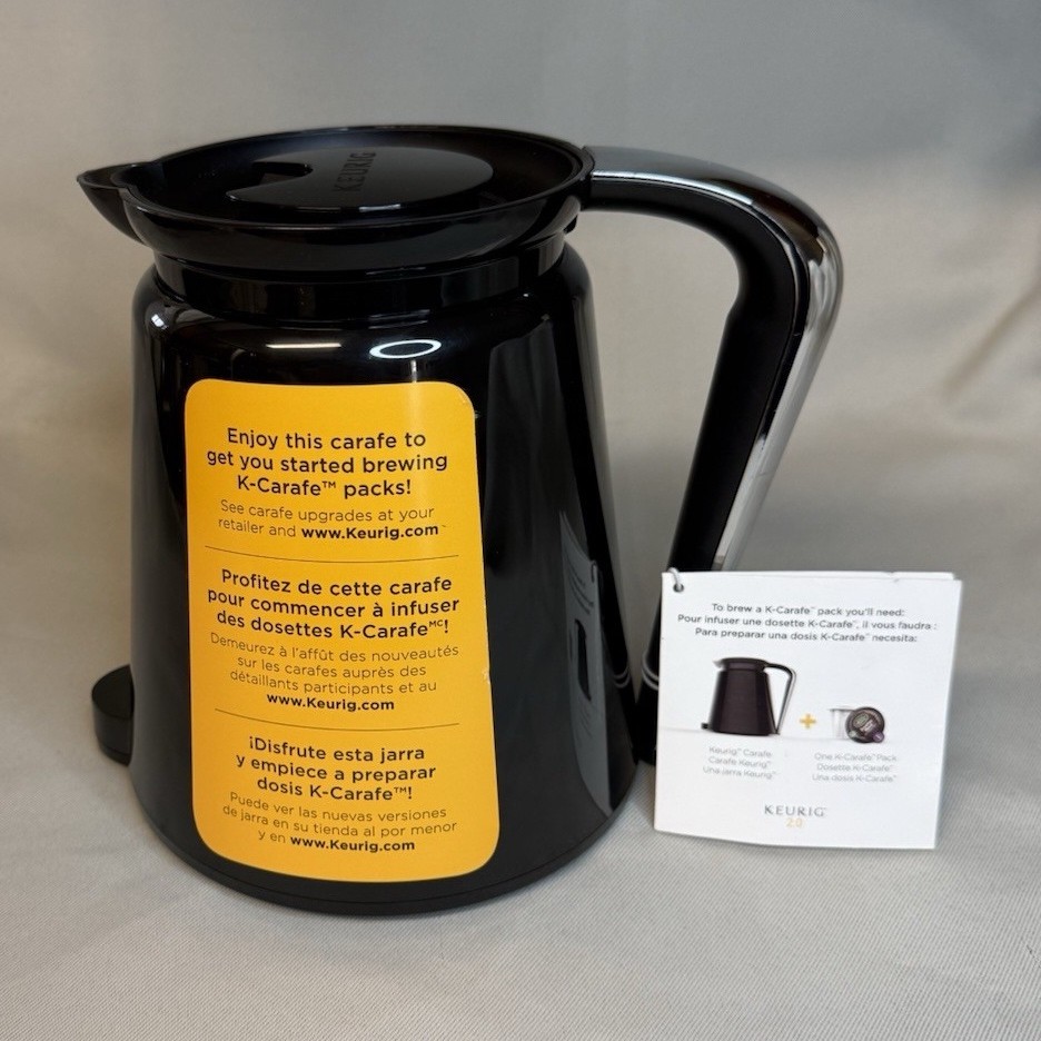 Keurig 2.0 Carafe Black Coffee Pot for Keurig 2.0 Pod Machines Plastic Shiny