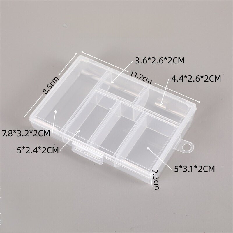 2 Pcs Clear Plastic Organizer Box Case 6 Grids Jewelry Craft Storage Container