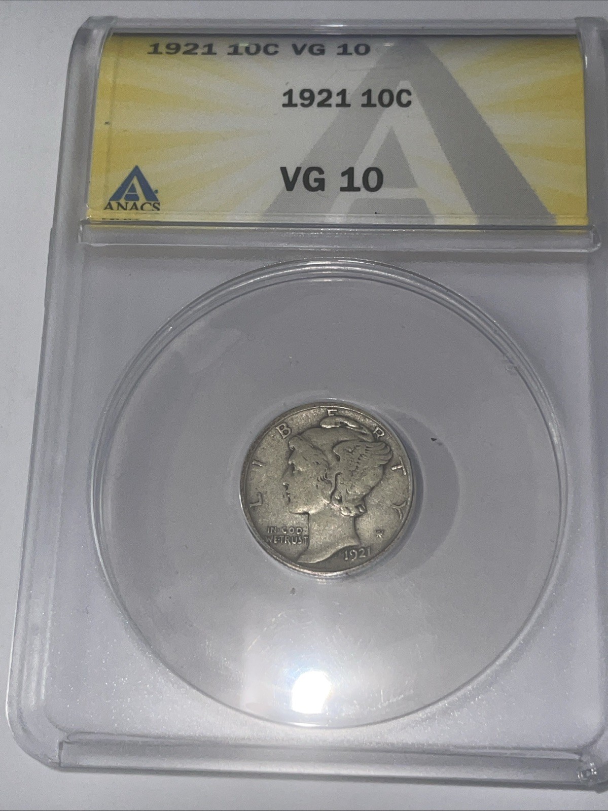 1921-P Philadelphia Mercury Winged Head Liberty Dime US 10c Silver Coin Key Date