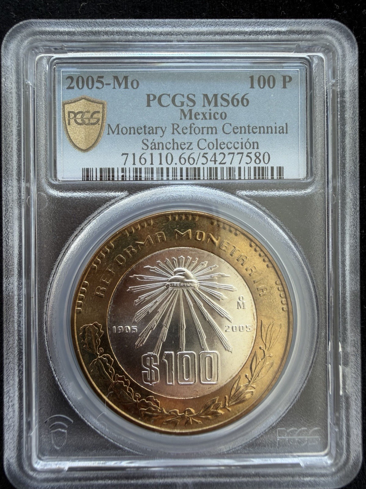 2005 Mexico 100 Pesos Monetary Reform Centennial PCGS MS66