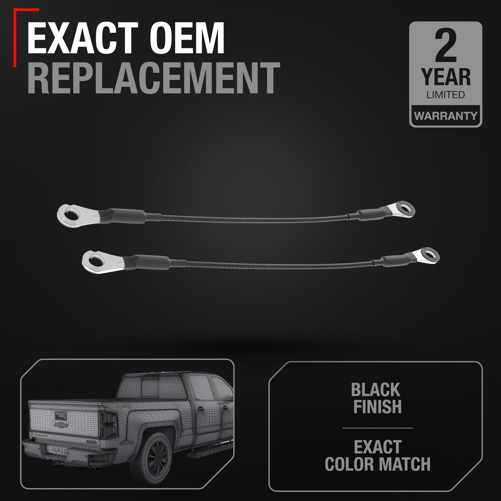 T1A Tailgate Cable Replacement Set,, Rear Driver & Passenger Side - Compatibl...