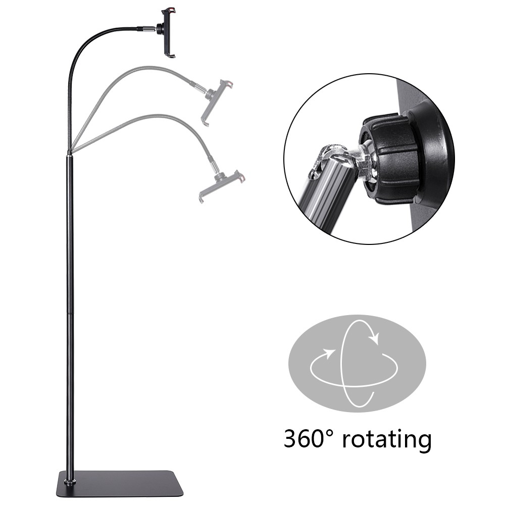 69" Hands-Free Tablet Holder Floor Stand w/ 360° Flex Arm for iPad iPhone Kindle