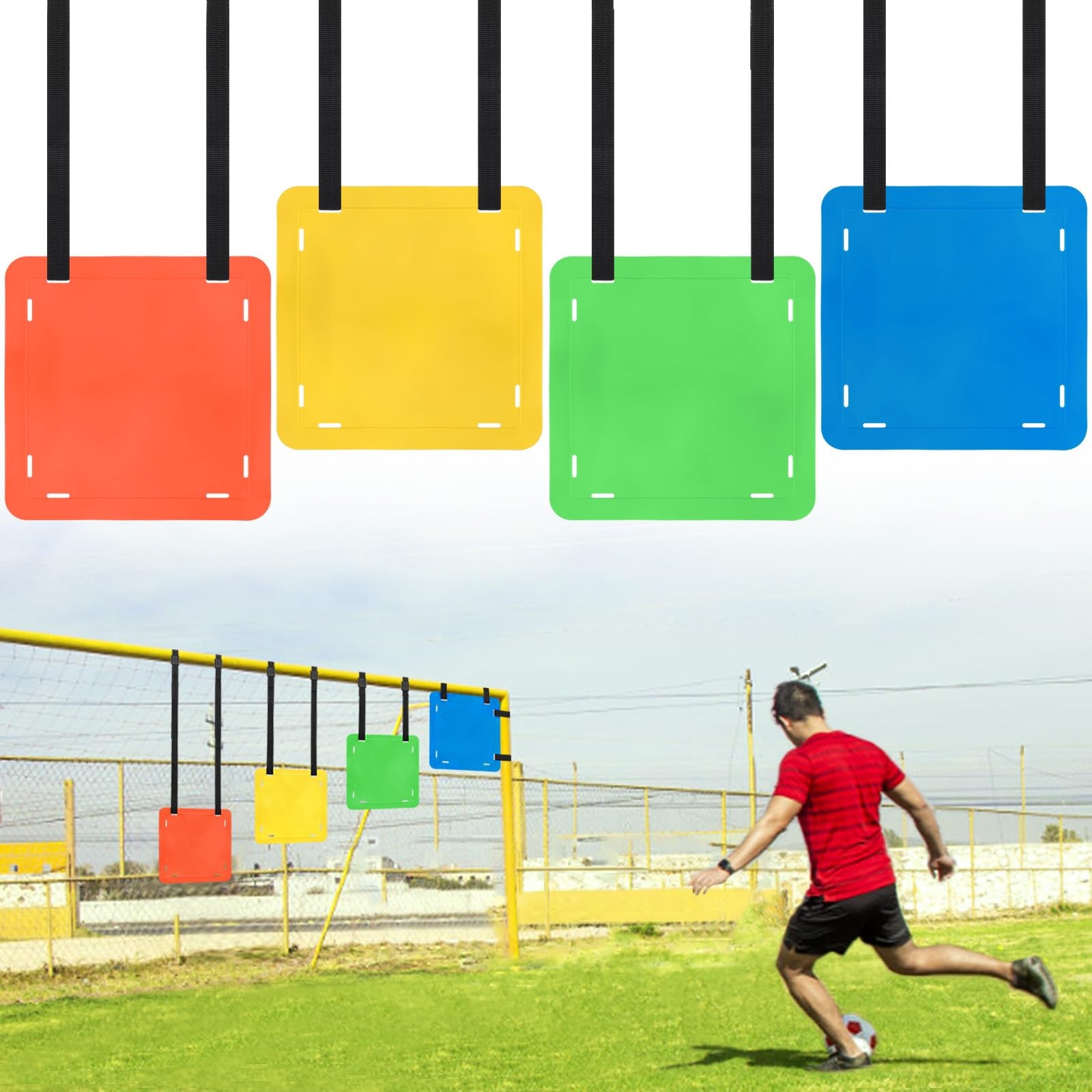 4PCS Soccer Goal Targets, 12" Sides Square with Adjustable Straps